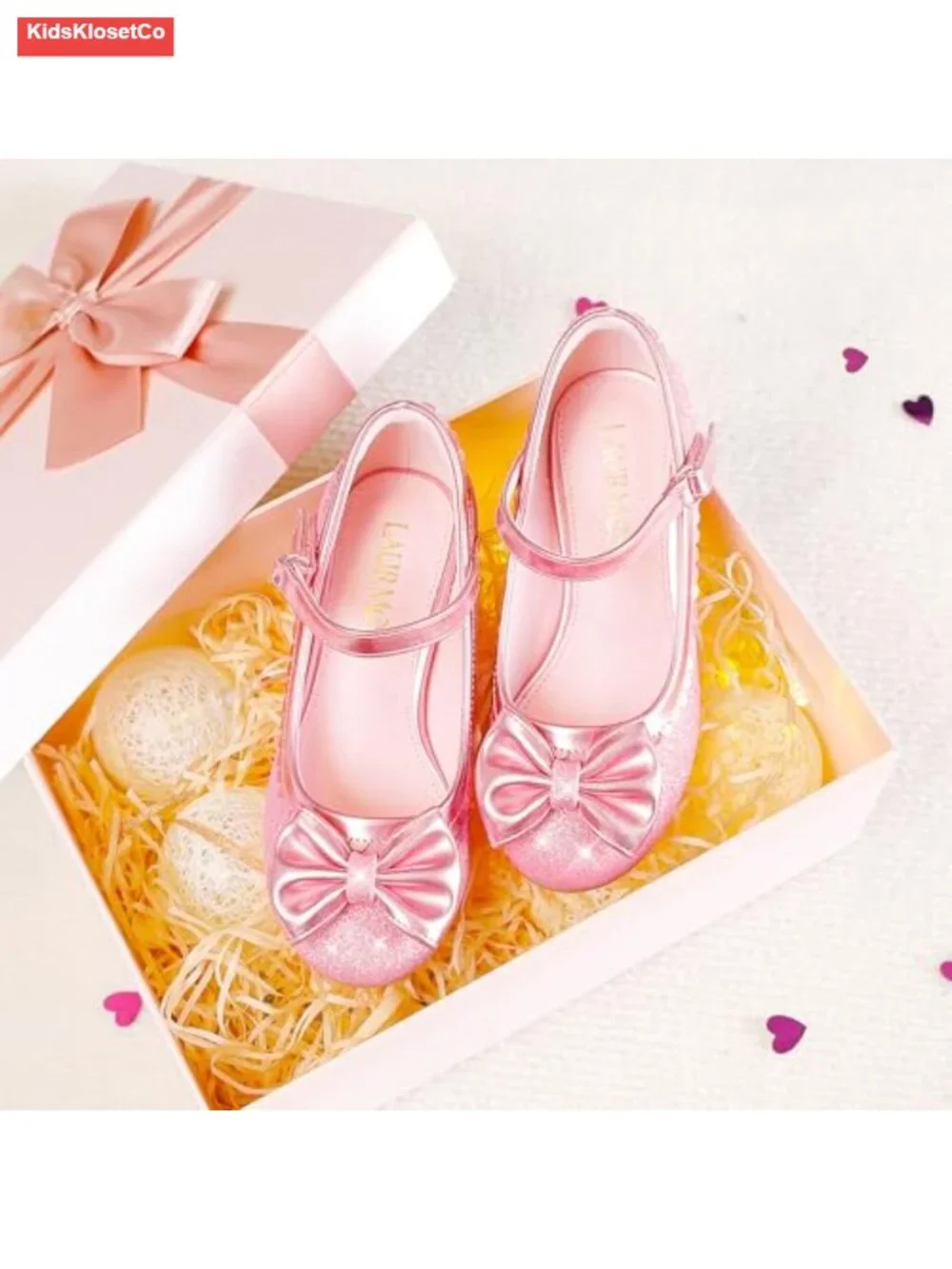 Toddler Girls Dress Shoes Sparkle Bowknot Mary Jane Heels for Wedding Party